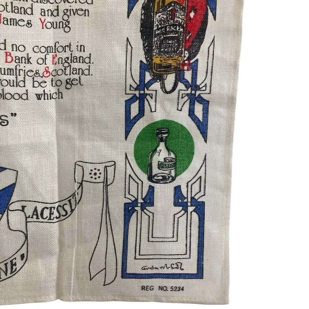 2 Vintage Scottish Linen Tea Towels Linanne Glen Appin Kitchen Unused Scotland